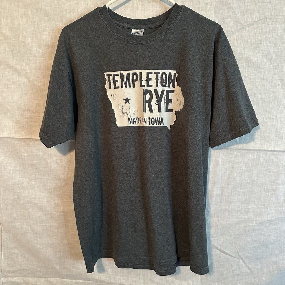 Templeton Rye Made In Iowa T Shirt Mens Large Gray Whiskey‎ Distillery Tee